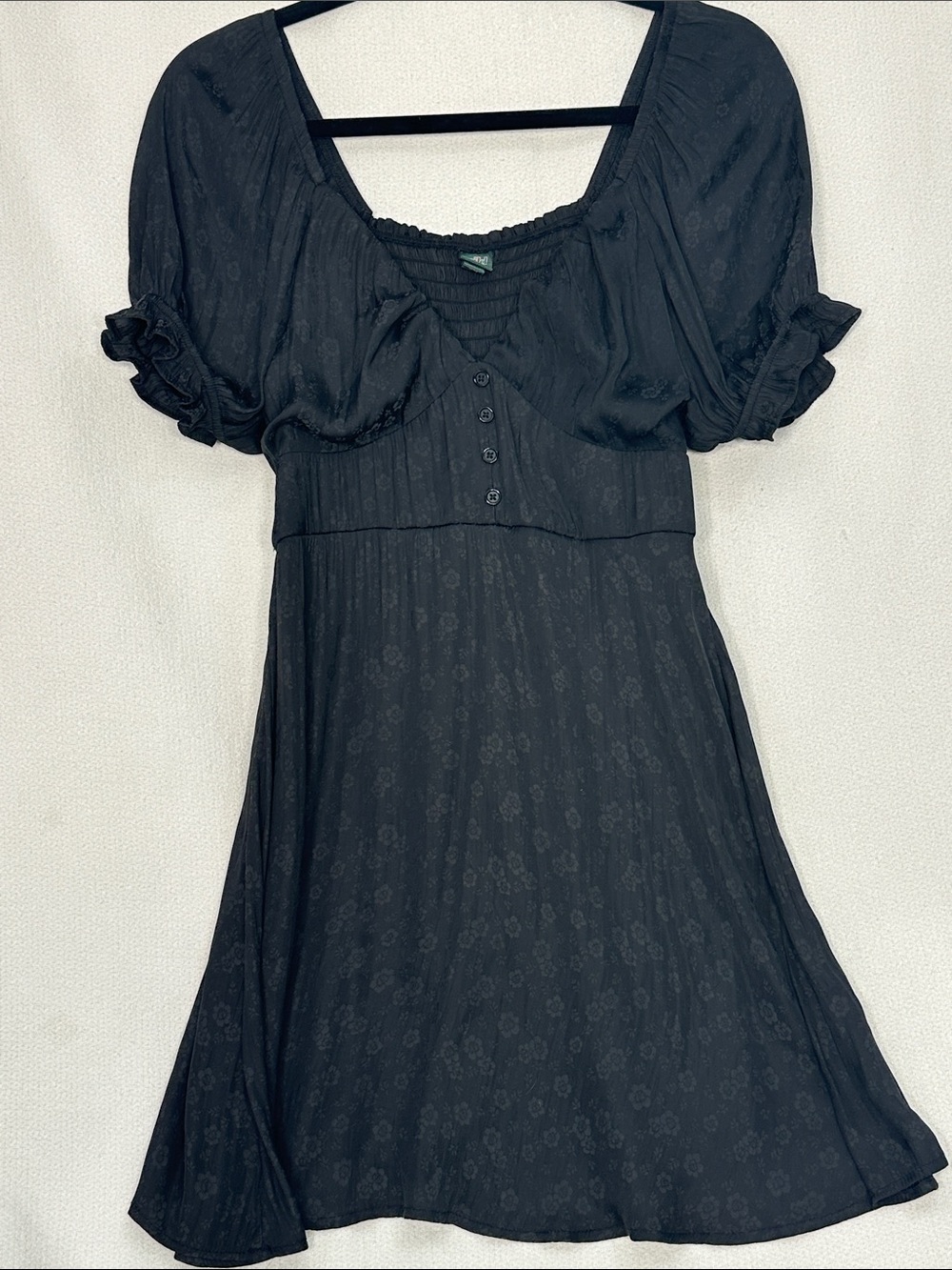 wild fable Black Puff-Sleeve Empire Dress